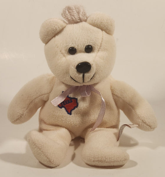 JIC (Cal) Inc. Texas White Teddy Bear 8" Stuffed Beanie Plush Toy