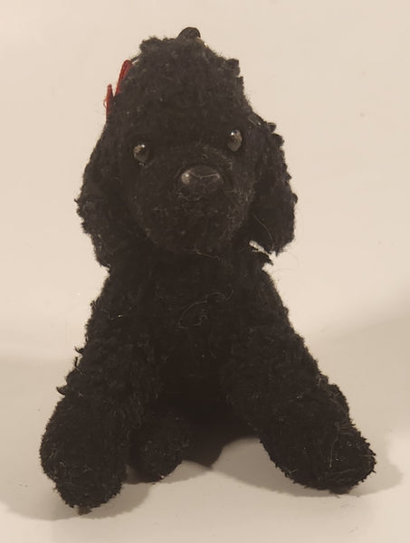 Black Poodle Puppy Dog 3 1/2" Stuffed Beanie Plush Toy Keychain