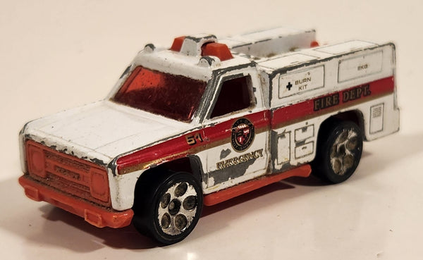 1999 Hot Wheels Rescue Ranger White Fire Truck Die Cast Toy Car Vehicle