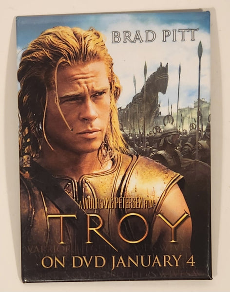 2004 Warner Bros A Wolfgang Petersen Film Troy On DVD January 4 Brad Pitt 2 1/2" x 3 1/2" Promotional Pin