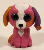 TY Mini Boos Precious The Puppy Dog Pink Orange Purple White 2 1/8" Plastic Toy Figure