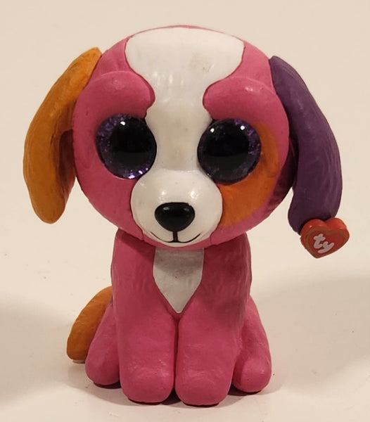 TY Mini Boos Precious The Puppy Dog Pink Orange Purple White 2 1/8" Plastic Toy Figure