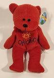2000 Plushland Chicago Red Teddy Bear 8" Stuffed Beanie Plush Toy with Tag