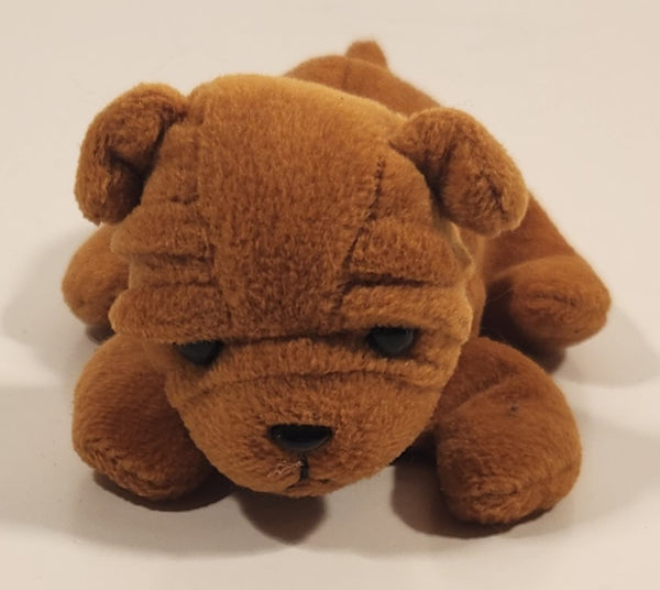 Laying Brown Wrinkle Dog 6" Stuffed Beanie Plush Toy
