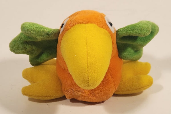 IKEA Orange Yellow Green Flaxig Papegoja Tropical Bird Talking Parrot 4 1/2" Stuffed Beanie Plush Toy