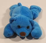 Laying Blue Teddy Bear with White Paws 8" Stuffed Beanie Plush Toy