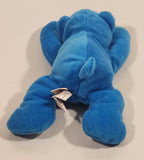Laying Blue Teddy Bear with White Paws 8" Stuffed Beanie Plush Toy