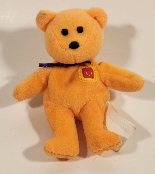2004 McDonald's Ty Teanie Beanie Baby 'Happy Meal The Bear Toy' Orange 5" Stuffed Plush Toy