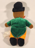 Brown Teddy Bear in Black Top Hat with Green Jacket and Orange Pants 8 1/2" Stuffed Beanie Plush Toy
