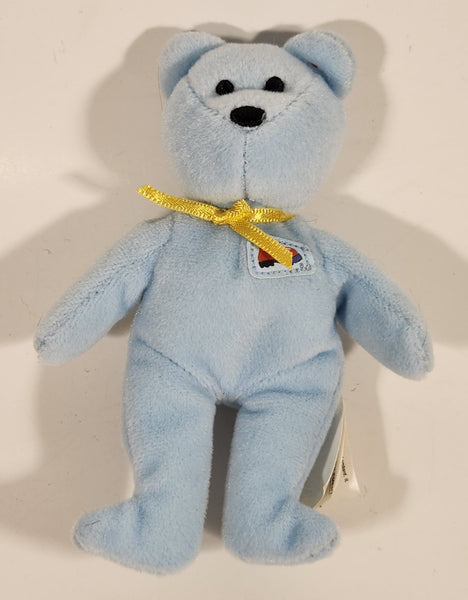 2004 McDonald's Ty Teanie Beanie Baby 'Shoe The Bear Toy' Light Blue 5" Stuffed Plush Toy