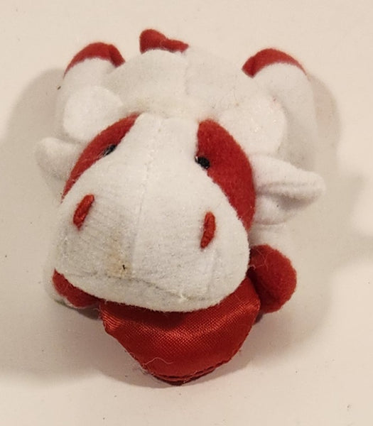 Red and White Bull Cow with Heart 4" Stuffed Beanie Plush Toy