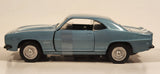 1999 New Ray Speedy Power 1969 Chevrolet Camaro Z28 Metallic Light Blue with White Stripes 1/32 Scale Pull Back Die Cast Toy Car Vehicle with Opening Doors