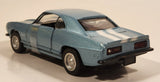 1999 New Ray Speedy Power 1969 Chevrolet Camaro Z28 Metallic Light Blue with White Stripes 1/32 Scale Pull Back Die Cast Toy Car Vehicle with Opening Doors