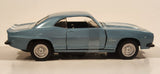 1999 New Ray Speedy Power 1969 Chevrolet Camaro Z28 Metallic Light Blue with White Stripes 1/32 Scale Pull Back Die Cast Toy Car Vehicle with Opening Doors