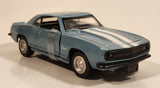 1999 New Ray Speedy Power 1969 Chevrolet Camaro Z28 Metallic Light Blue with White Stripes 1/32 Scale Pull Back Die Cast Toy Car Vehicle with Opening Doors