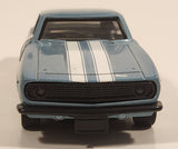 1999 New Ray Speedy Power 1969 Chevrolet Camaro Z28 Metallic Light Blue with White Stripes 1/32 Scale Pull Back Die Cast Toy Car Vehicle with Opening Doors