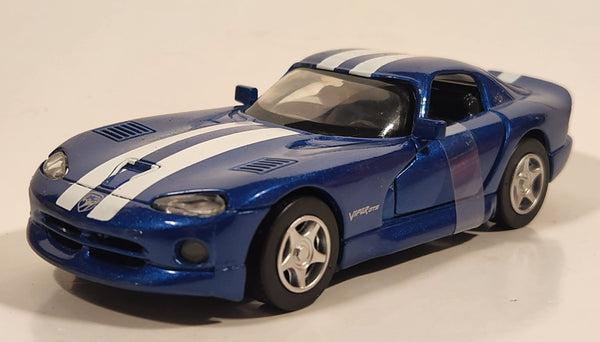 2002 New Ray Dodge Viper GTS Blue with White Stripes 1/32 Scale Pull Back Die Cast Toy Car Vehicle with Opening Doors