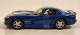 2002 New Ray Dodge Viper GTS Blue with White Stripes 1/32 Scale Pull Back Die Cast Toy Car Vehicle with Opening Doors