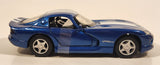 2002 New Ray Dodge Viper GTS Blue with White Stripes 1/32 Scale Pull Back Die Cast Toy Car Vehicle with Opening Doors