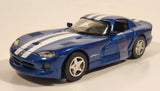 2002 New Ray Dodge Viper GTS Blue with White Stripes 1/32 Scale Pull Back Die Cast Toy Car Vehicle with Opening Doors