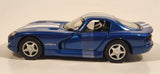 2002 New Ray Dodge Viper GTS Blue with White Stripes 1/32 Scale Pull Back Die Cast Toy Car Vehicle with Opening Doors