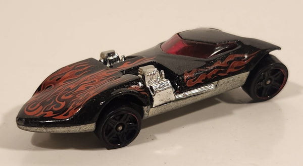 2010 Hot Wheels Race World: Volcano Twin Mill Black w/ Red Flames Die Cast Toy Car Vehicle