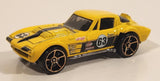 2010 Hot Wheels Faster Than Ever Corvette Grand Sport Yellow Die Cast Toy Car Vehicle