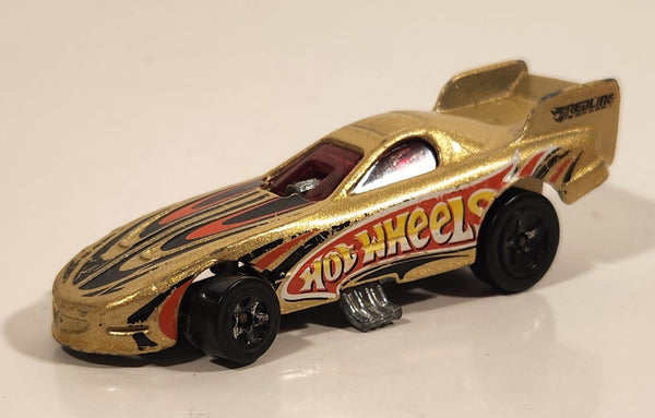 2009 Hot Wheels Racing Rigs Pontiac Firebird Funny Car Gold Die Cast Toy Car Vehicle