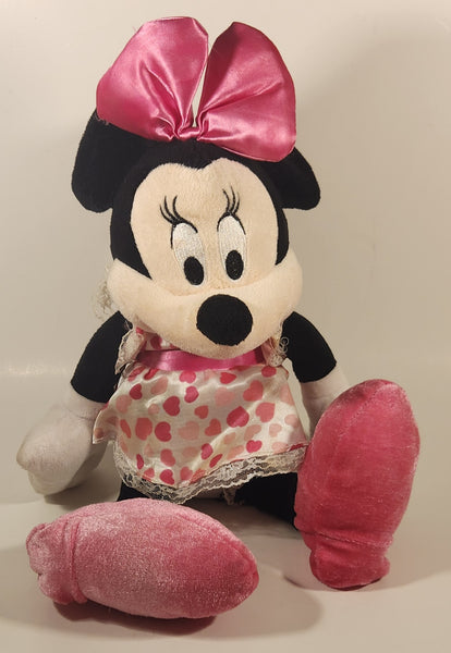 Disney Minnie Mouse Pink and White Heart Dress 16" Stuffed Plush Toy