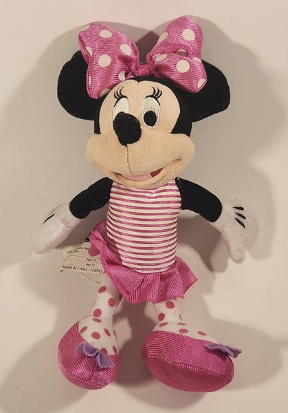 Disney Minnie Mouse Pink White Striped Dress 9" Stuffed Plush Toy