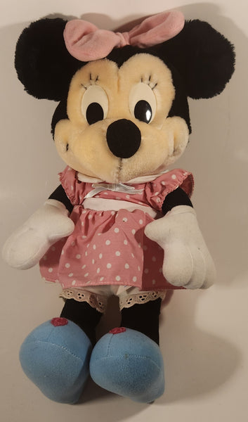 1984 Playskool Disney Minnie Mouse Pink Polka Dot Dress with Blue Shoes 14" Plush Stuffed Toy