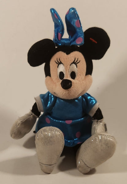 2012 Ty Sparkle Disney Minnie Mouse Blue Pink Polka Dot Dress 9" Plush Stuffed Toy