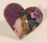 Small Angel Like Gold Tone Heart Lapel Pin