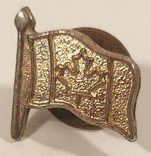 Waving Canada Flag Gold Tone Metal Lapel Pin
