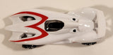 2008 Hot Wheels Speed Racer Movie Mach 6 White Plastic Die Cast Toy Car Vehicle PR5