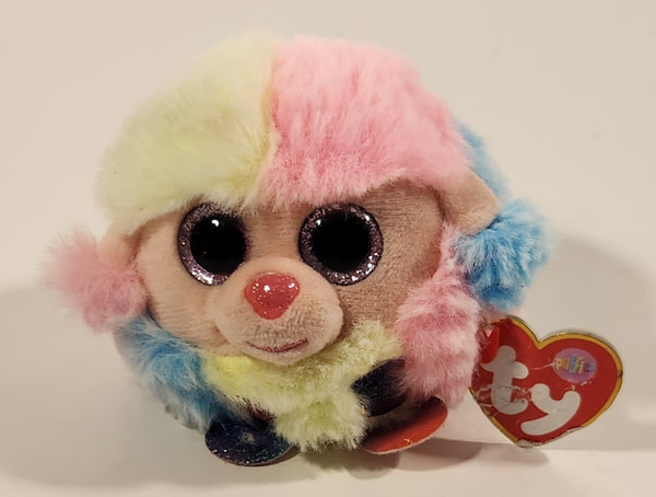 2020 Ty TyPuff Beanie Babies Rainbow Poodle Dog 3 1/4" Stuffed Plush Toy with Paper Tag