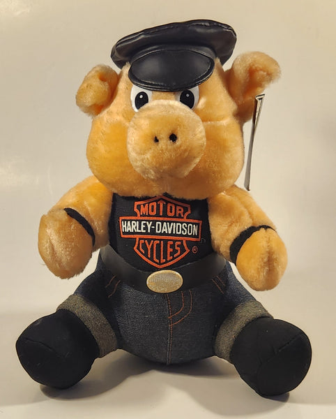 1993 Harley Davidson Motor Cycles 11" Tall Pig in Leather Biker Clothing Stuffed Animal Plush Plushy with Tags
