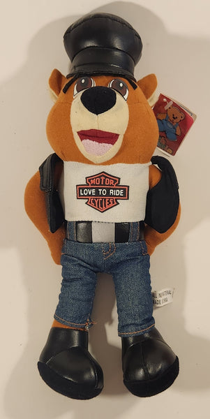 Plush Mania Marketing Co. Love To Ride Motor Cycles Teddy Bear in Leather Biker Clothing 13 1/2" Stuffed Plush Toy with Tag
