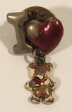 I Heart Love Lapel Pin with Hanging Bear Charm