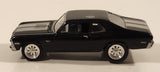 2012 Playing Mantis Johnny Lightning 1970 Chevy Nova SS Black with Silver Stripes 1/64 Scale Die Cast Toy Car Vehicle with Opening Hood
