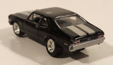 2012 Playing Mantis Johnny Lightning 1970 Chevy Nova SS Black with Silver Stripes 1/64 Scale Die Cast Toy Car Vehicle with Opening Hood