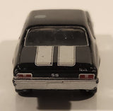 2012 Playing Mantis Johnny Lightning 1970 Chevy Nova SS Black with Silver Stripes 1/64 Scale Die Cast Toy Car Vehicle with Opening Hood