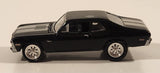 2012 Playing Mantis Johnny Lightning 1970 Chevy Nova SS Black with Silver Stripes 1/64 Scale Die Cast Toy Car Vehicle with Opening Hood