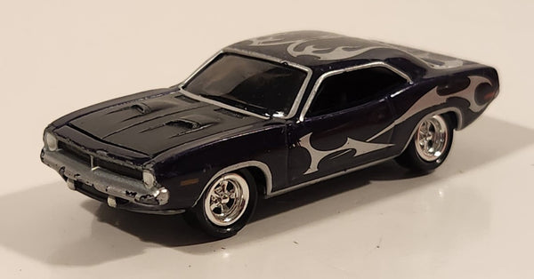 2005 Playing Mantis Johnny Lightning Muscle Cars U.S.A. 1970 Plymouth AAR Cuda Purple with Silver Flames 1/64 Scale Die Cast Toy Car Vehicle with Opening Hood