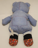 1990s Tyco Doodle Bear Denim Blue Jean Patchwork 20" Stuffed Plush Toy