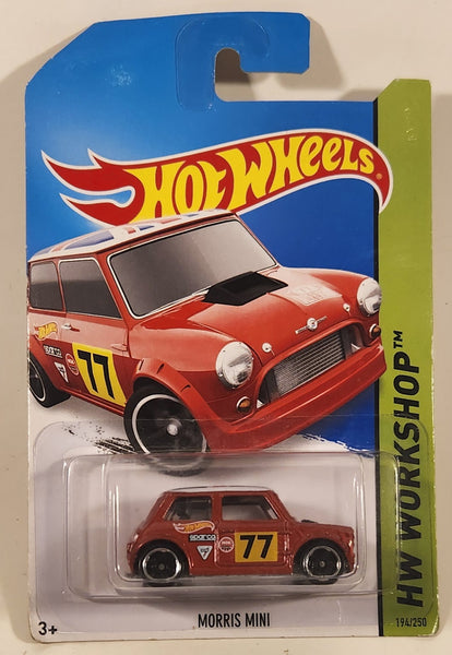 2014 Hot Wheels HW Workshop Morris Mini #77 Dark Red Die Cast Toy Car Vehicle New in Package