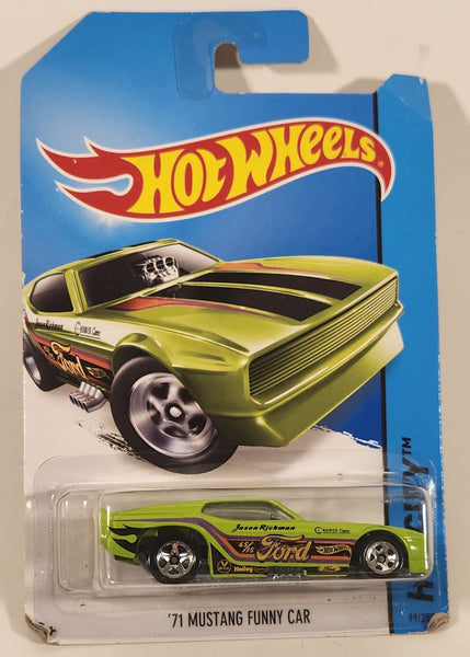 2014 Hot Wheels HW City '71 Mustang Funny Car Green Die Cast Toy Car Vehicle New in Package