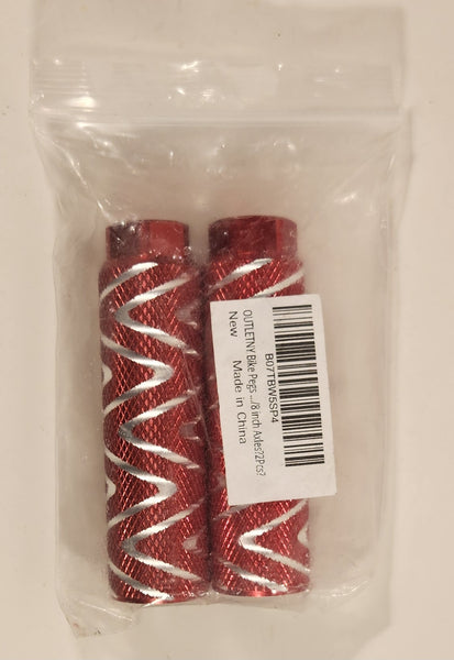 Outletny Red Metal Bicycle Bike Pegs Pair