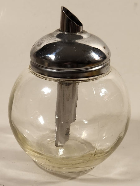 Clear Glass Sugar Dispenser with Stainless Steel Lid