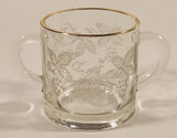 Vintage 1940s Bartlett Collins Frosted Grapes and Leaves Gold Rimmed Double Handle Glass Sugar Bowl
